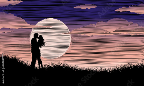 abstract drawing lanscape vector background