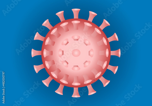 Virus rojo de covid-19 o viruela del mono sobre fondo azul.