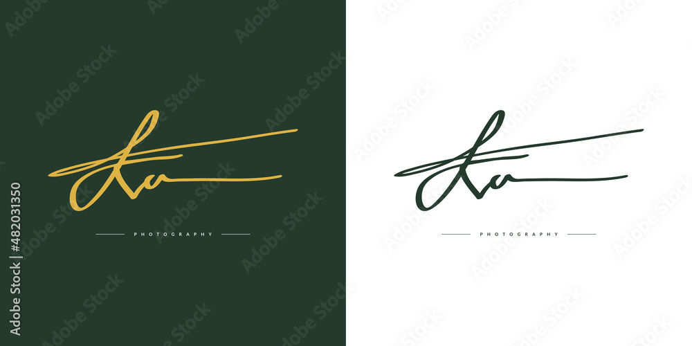 Initial K and A Logo Design with Elegant and Minimalist Handwriting Style. KA Signature Logo or Symbol for Wedding, Fashion, Jewelry, Boutique, and Business Identity - obrazy, fototapety, plakaty 