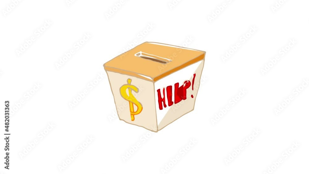 Box with cash donations icon animation best cartoon object on white background Box with cash donations icon animation best cartoon object on white background