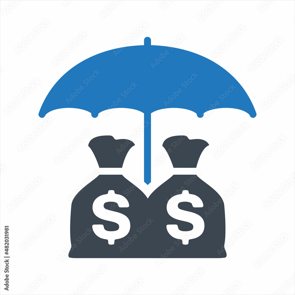 Money insurance icon. Vector and glyph Money insurance icon. Vector and glyph