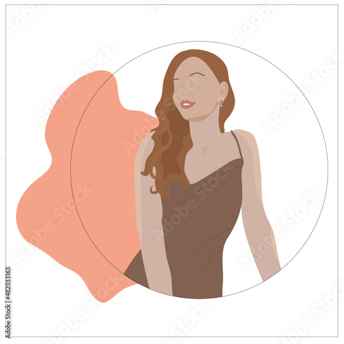 Fashion flat illustration of beautiful female models in a dress in vector.