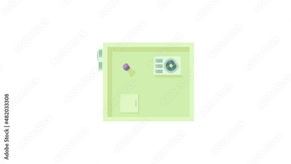 Modern building top view icon animation best cartoon object on white background Modern building top view icon animation best cartoon object on white background