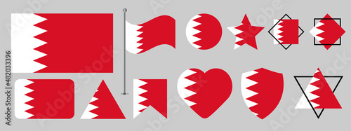 Bahrain flag design. Bahrain national flag vector design set. Bahrain flag vector illustration