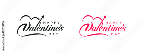 Abstract happy valentines day logo, happy valentines day, love arrows vector logo design, red color, black color vector logo design, happy valentines day design