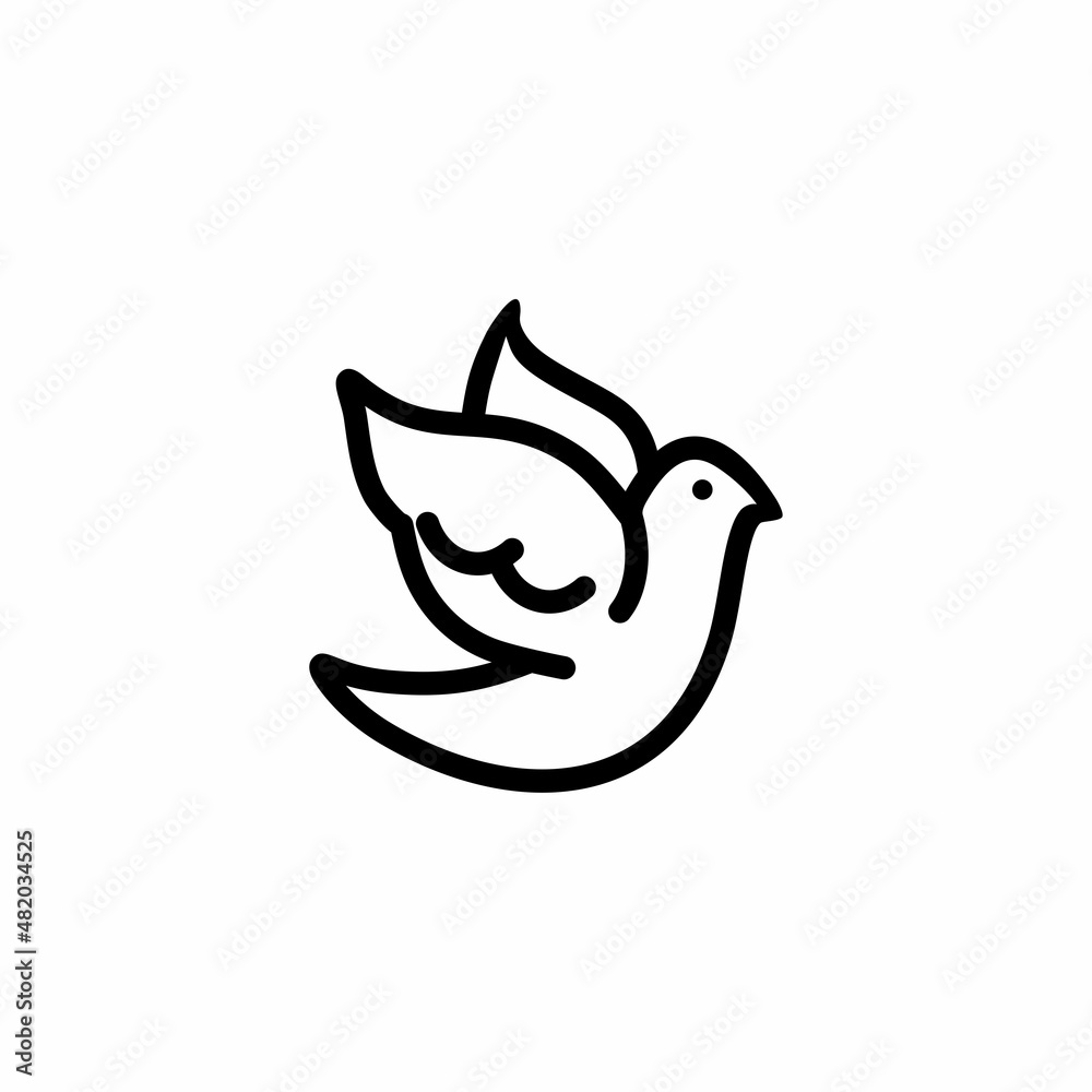Dove flat icon. Single high quality outline symbol of wedding for web design or mobile app. Thin line signs of love for design logo, visit card, etc. Outline logo of happy Dove flat icon. Single high quality outline symbol of wedding for web design or mobile app. Thin line signs of love for design logo, visit card, etc. Outline logo of happy