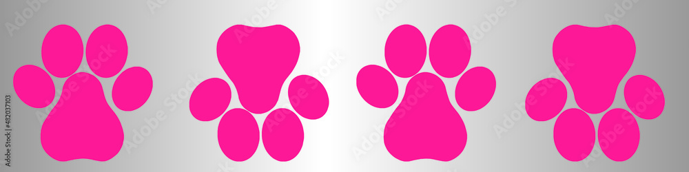 
A set of animal footprints. Horizontal banner in cartoon style. For designing a wide range of objects of various sizes and colors without loss of quality.EPS10.