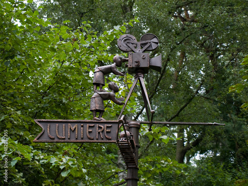 Decorative road sign in the center of the city of Svetlogorsk,Kaliningrad region,Russia.