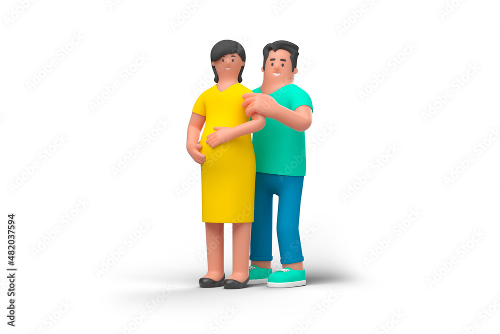 Happy Family Couple Pregnant Wife and Husband People standing Hu Happy Family Couple Pregnant Wife and Husband People standing Hu