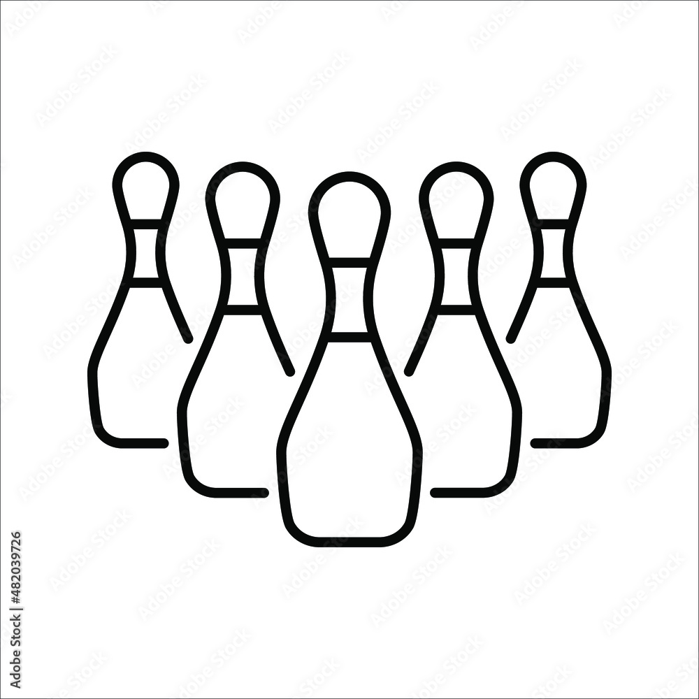 Bowling ball and pin icon. Simple icon skittles with ball. vector illustration on white background. eps 10 Bowling ball and pin icon. Simple icon skittles with ball. vector illustration on white background. eps 10