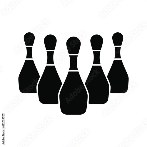 Bowling ball and pin icon. Simple icon skittles with ball. vector illustration on white background. eps 10