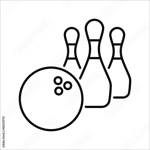 Bowling ball and pin icon. Simple icon skittles with ball. vector illustration on white background. eps 10