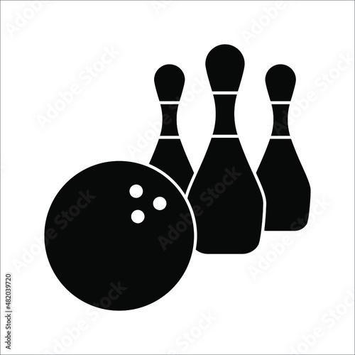 Bowling ball and pin icon. Simple icon skittles with ball. vector illustration on white background. eps 10
