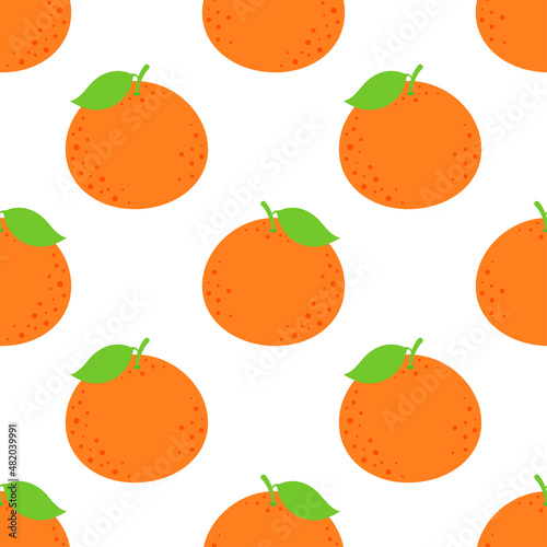 Fototapeta Naklejka Na Ścianę i Meble -  cartoon seamless pattern with tangerine, vector illustration