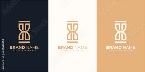 letter T hourglass logo design concept. Letter T sand watch logo design inspiration
