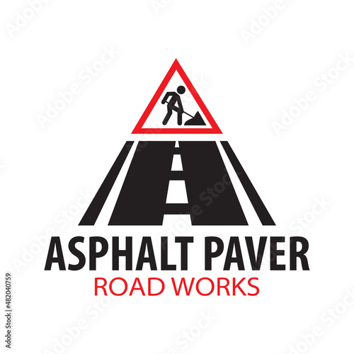 Vector logo of asphalt paver, road works