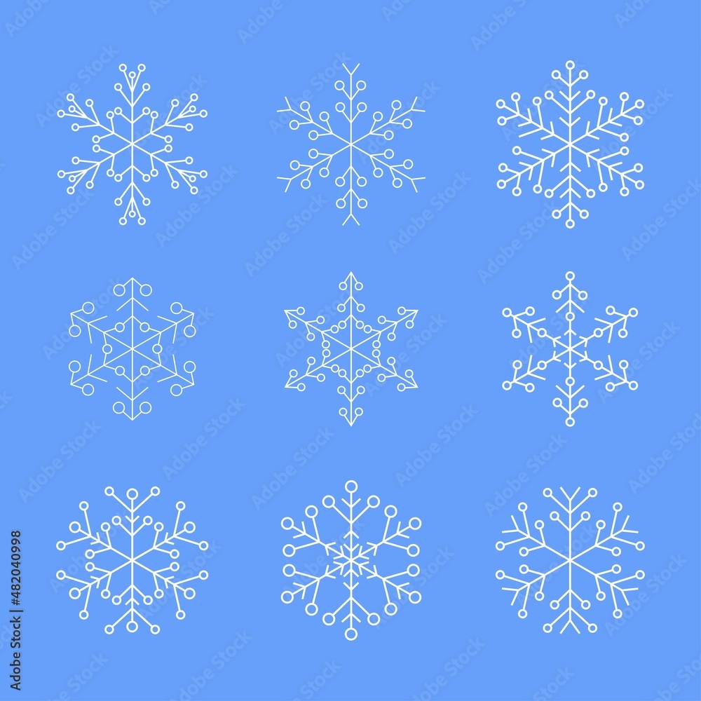 winter collection of white snowflakes for new year and Christmas, a festive set of decorative elements for winter holidays winter collection of white snowflakes for new year and Christmas, a festive set of decorative elements for winter holidays