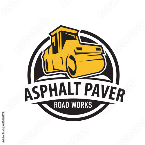 Vector logo of asphalt paver, road works