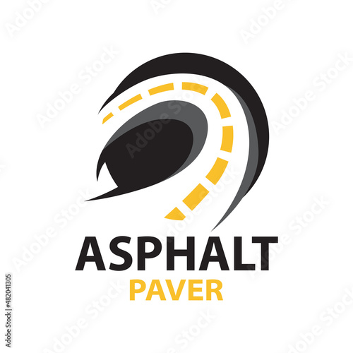 Vector logo of asphalt paver, road works