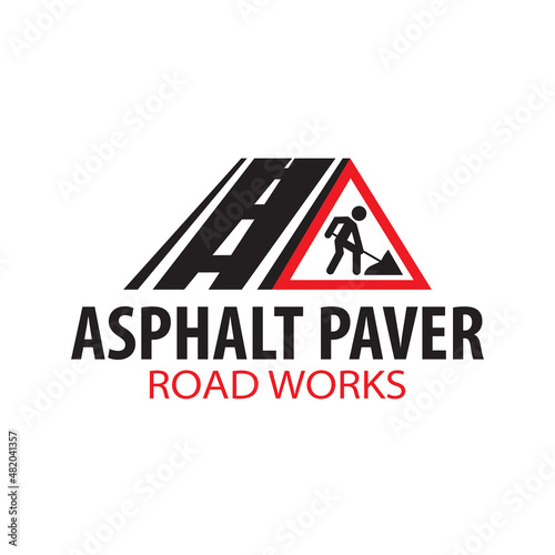 Vector logo of asphalt paver, road works