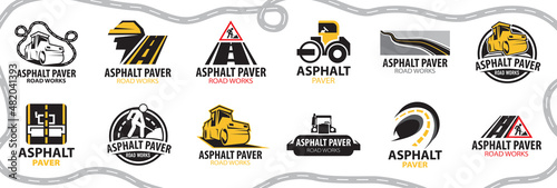 Vector logo of asphalt paver, road works