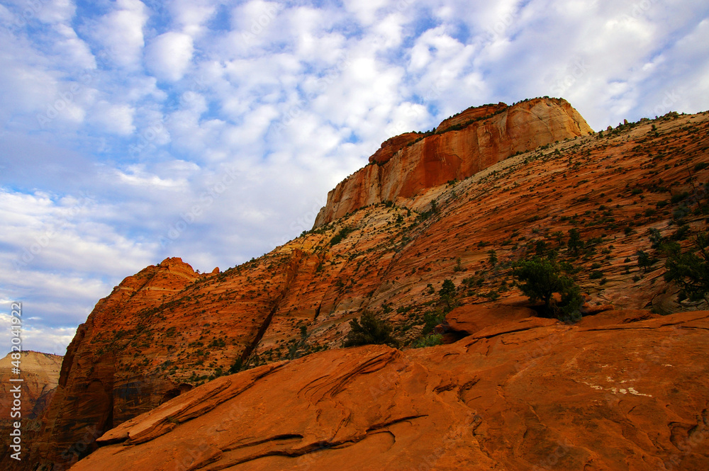 Red sandstone rock formations in the desert southwest
