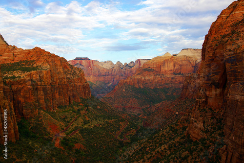 Early morning view from canyon overlook in Zion National Park, Utah