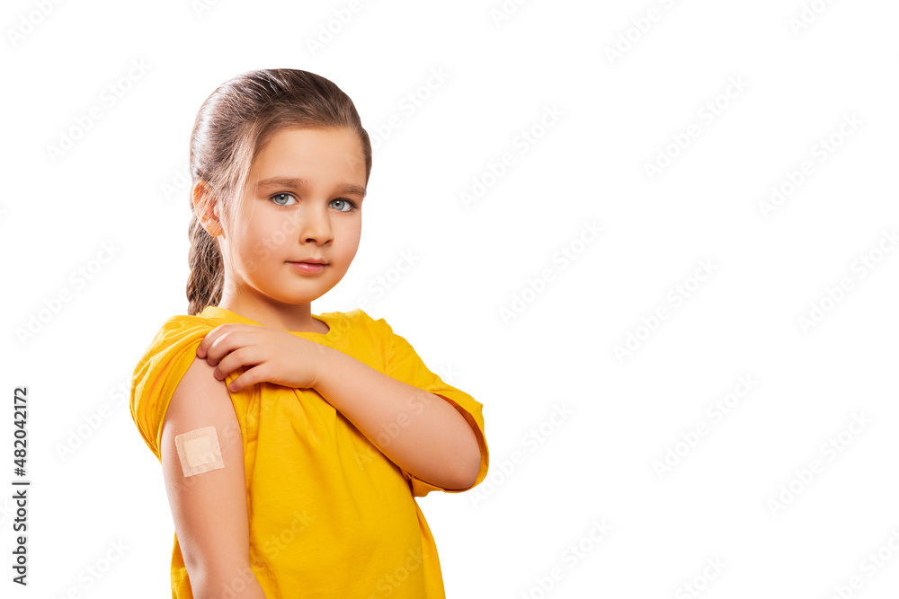 cute baby vaccinated, inoculation in the shoulder. patch on the shoulder. cute baby vaccinated, inoculation in the shoulder. patch on the shoulder.