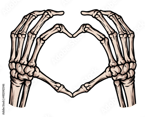 skull hand love vector illustration
