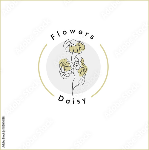 vintage retro feminine beauty daisy floral logo