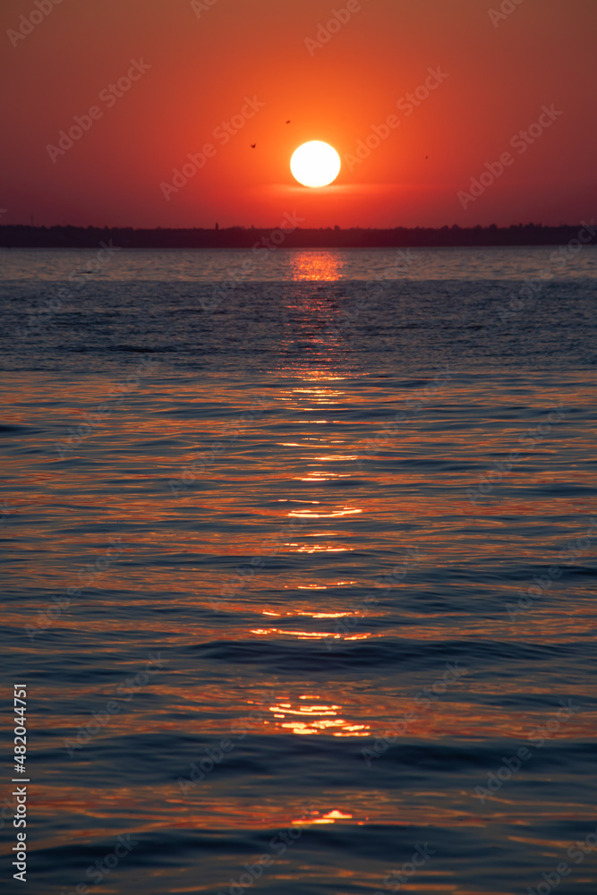Beautiful red and orang sunset over the lake Beautiful red and orang sunset over the lake