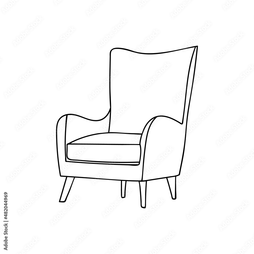 Armchair doodle icon in vector. Hand drawn armchair icon in vector. Armchair doodle icon in vector. Hand drawn armchair icon in vector.
