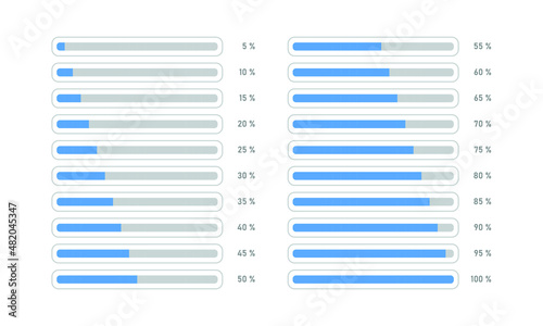 Percent progress bar line interface. Upload Download Loader Web element. Vector illustartion