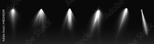 Collection of projector transparent light for stage lighting of podiums and stages. Vector