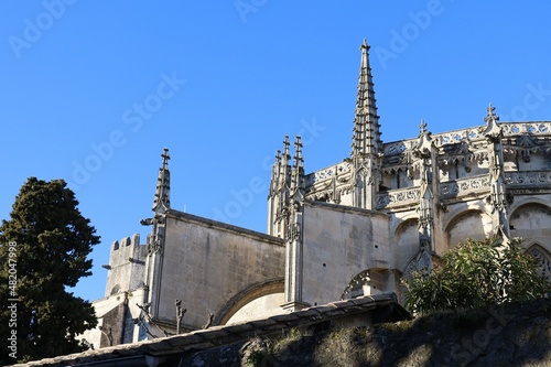 La cathédrale Saint Vincent, vue de l'extérieur, village de Viviers, département de l'Ardèche, France