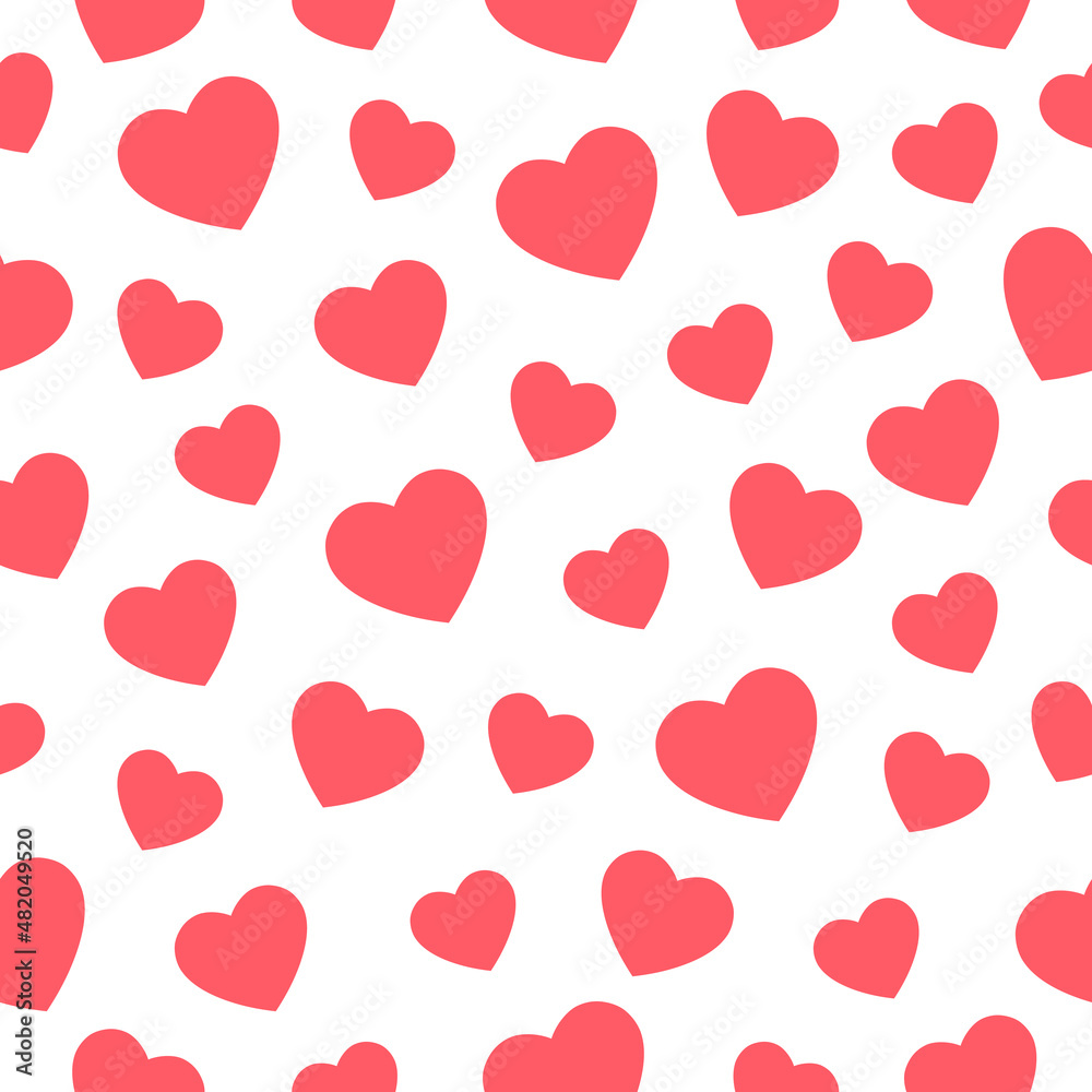 Hearts seamless pattern. Valentine's Day concept white background. Vector illustration.