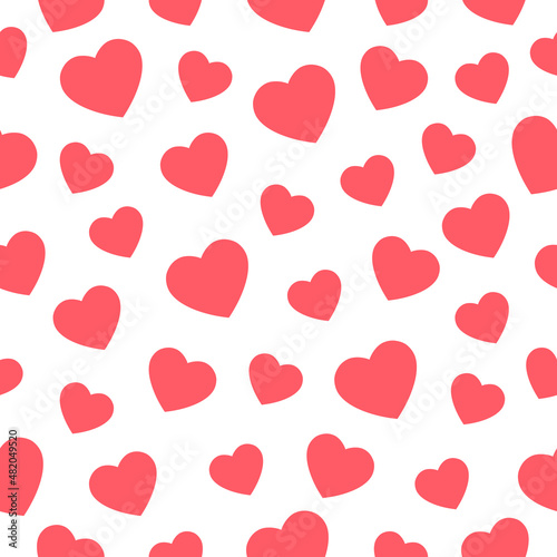 Hearts seamless pattern. Valentine's Day concept white background. Vector illustration.