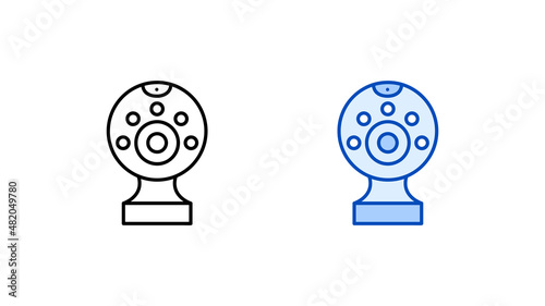 Modern web camera icon set. Modern simple computer camera. Linear and colored icon ready template. Download simple linear technology device vector. white background.