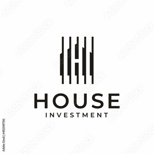 Initial Letter H with bars for Home or House Real Estate Property Building Business Company logo design