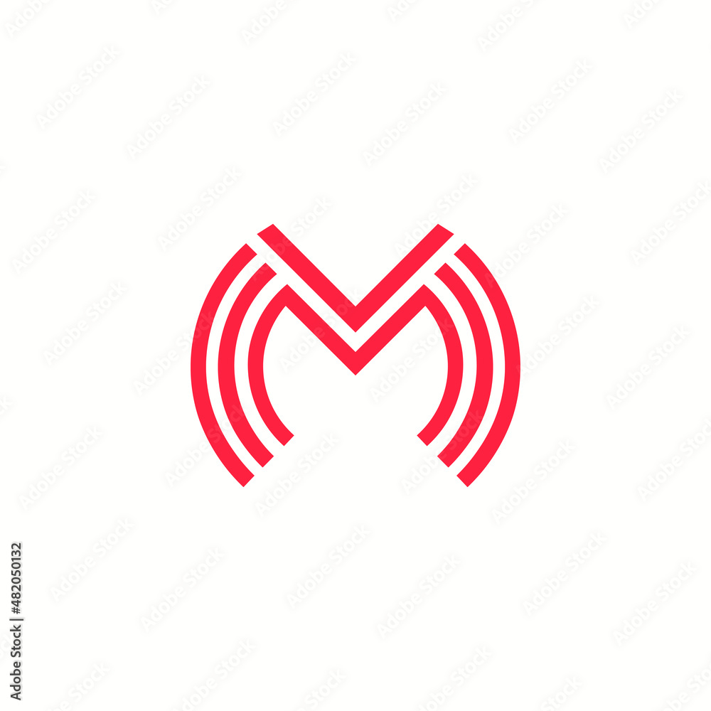Fototapeta premium Letter M fire, music, beat, unique, app, symbol, sign, logo template, monogram, business, podcast, creative illustration, vector
