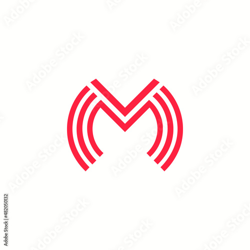 Letter M fire, music, beat, unique, app, symbol, sign, logo template, monogram, business, podcast, creative illustration, vector