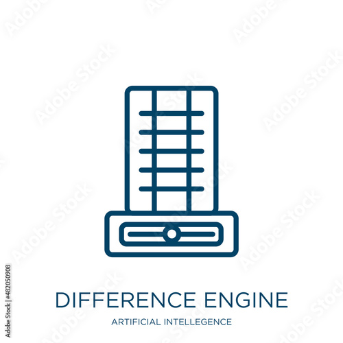 difference engine icon from artificial intellegence and future technology collection. Thin linear difference engine, business, technology outline icon isolated on white background. Line vector