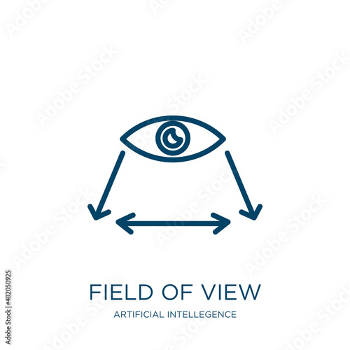 field of view icon from artificial intellegence and future technology collection. Thin linear field of view, view, field outline icon isolated on white background. Line vector field of view sign,