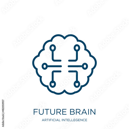 future brain icon from artificial intellegence and future technology collection. Thin linear future brain, technology, brain outline icon isolated on white background. Line vector future brain sign,
