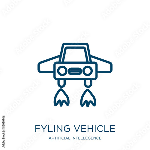 fyling vehicle icon from artificial intellegence and future technology collection. Thin linear fyling vehicle, aviation, simple outline icon isolated on white background. Line vector fyling vehicle