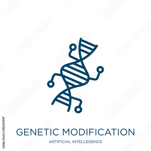 genetic modification icon from artificial intellegence and future technology collection. Thin linear genetic modification, modified, biology outline icon isolated on white background. Line vector