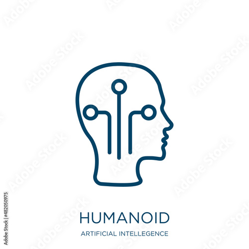 humanoid icon from artificial intellegence and future technology collection. Thin linear humanoid, robot, toy outline icon isolated on white background. Line vector humanoid sign, symbol for web and