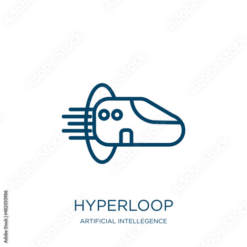 hyperloop icon from artificial intellegence and future technology collection. Thin linear hyperloop, speed, high outline icon isolated on white background. Line vector hyperloop sign, symbol for web