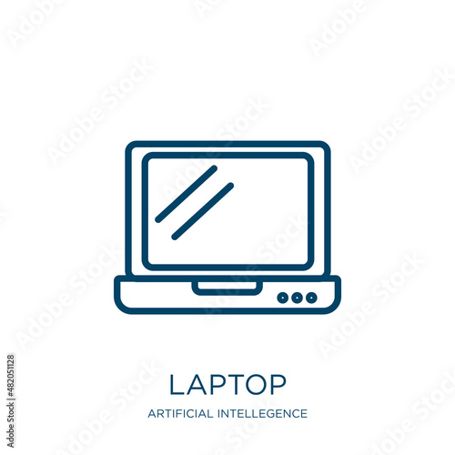 laptop icon from artificial intellegence and future technology collection. Thin linear laptop, computer, business outline icon isolated on white background. Line vector laptop sign, symbol for web and