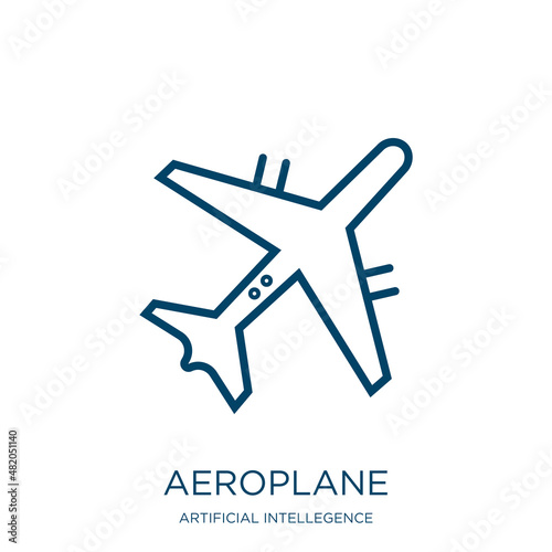 aeroplane icon from artificial intellegence and future technology collection. Thin linear aeroplane, plane, airline outline icon isolated on white background. Line vector aeroplane sign, symbol for